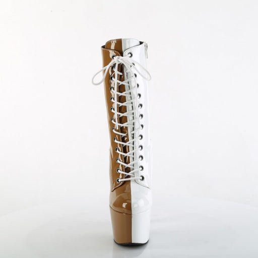 Pleaser ADORE-1040TT Platform Ankle Boot (Taupe-White Patent/Taupe-White)