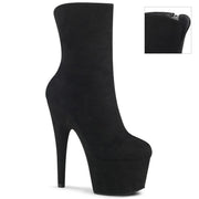 Pleaser ADORE-1042 Platform Ankle Boot (Black Faux Suede/Black Faux Suede)