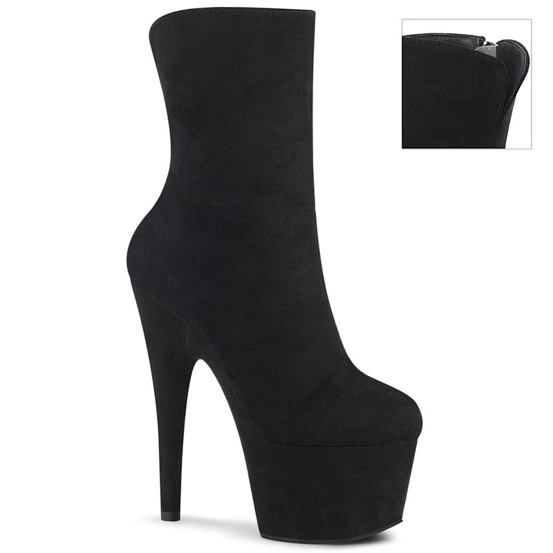 Pleaser ADORE-1042 Platform Ankle Boot (Black Faux Suede/Black Faux Suede)