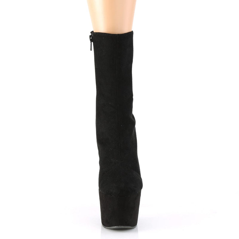 Pleaser ADORE-1042 Platform Ankle Boot (Black Faux Suede/Black Faux Suede)