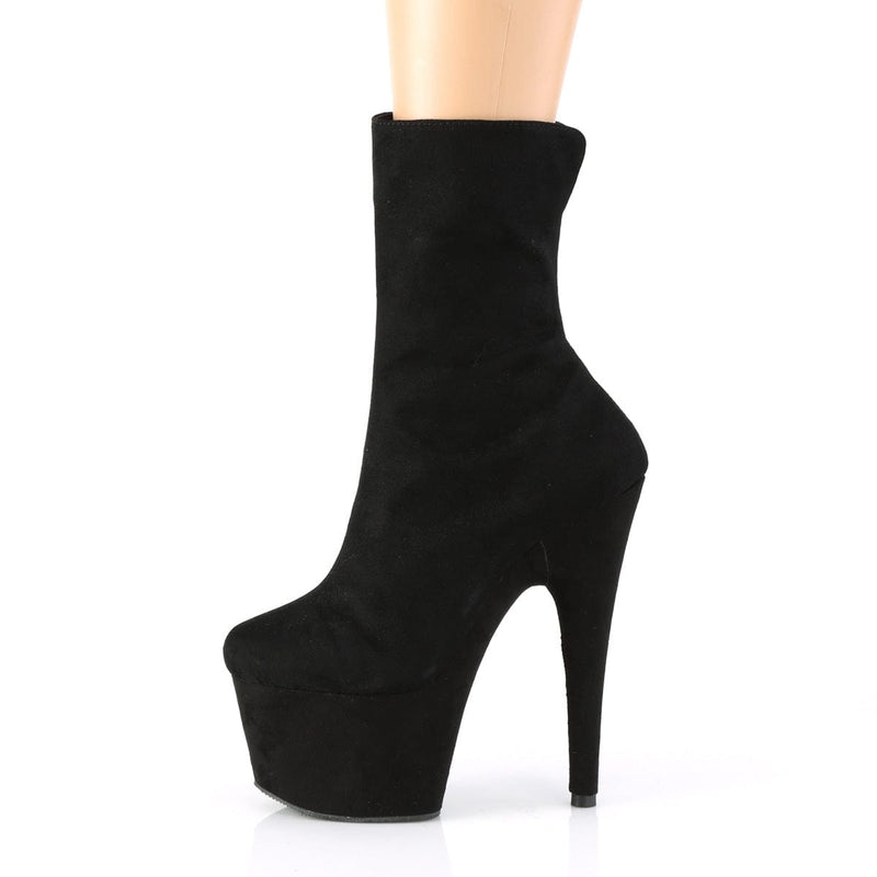 Pleaser ADORE-1042 Platform Ankle Boot (Black Faux Suede/Black Faux Suede)