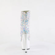 Pleaser ADORE-1042SQ Platform Ankle Boot (White Multi Sequins/White)