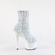 Pleaser ADORE-1042SQ Platform Ankle Boot (White Multi Sequins/White)