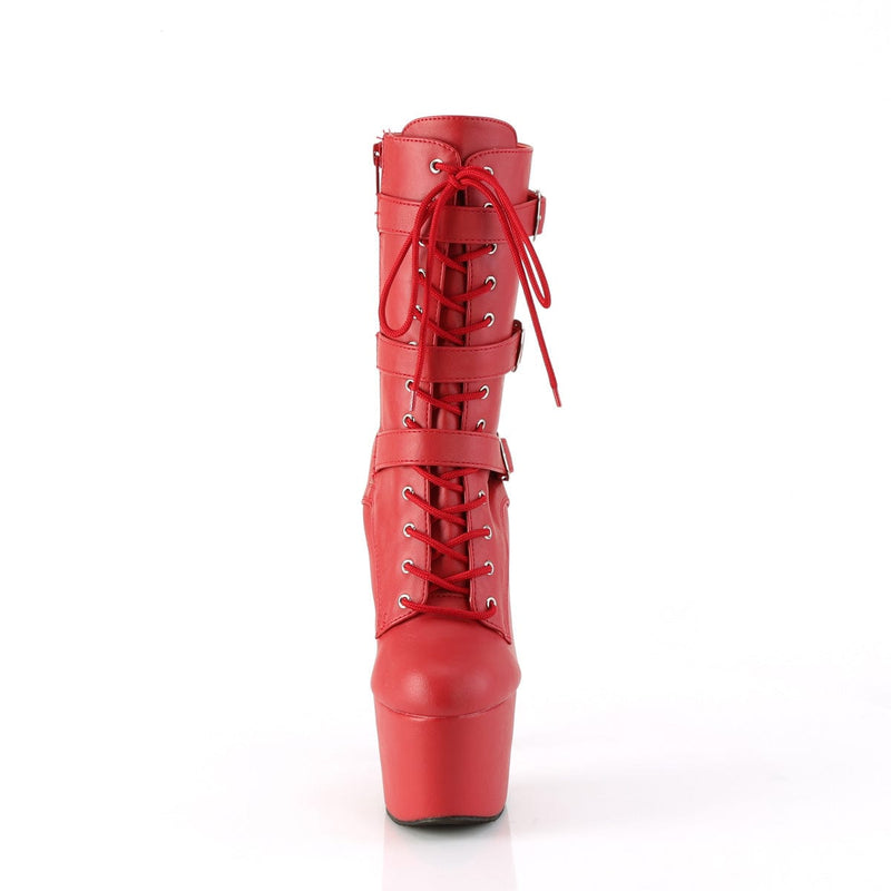 Pleaser ADORE-1043 Platform Ankle Boot (Red Faux Leather/Matching)