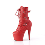 Pleaser ADORE-1043 Platform Ankle Boot (Red Faux Leather/Matching)