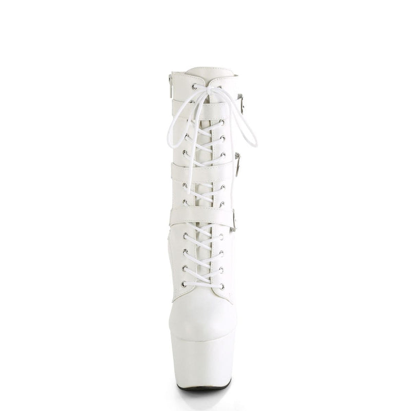Pleaser ADORE-1043 Platform Ankle Boot (White Faux Leather/Matching)