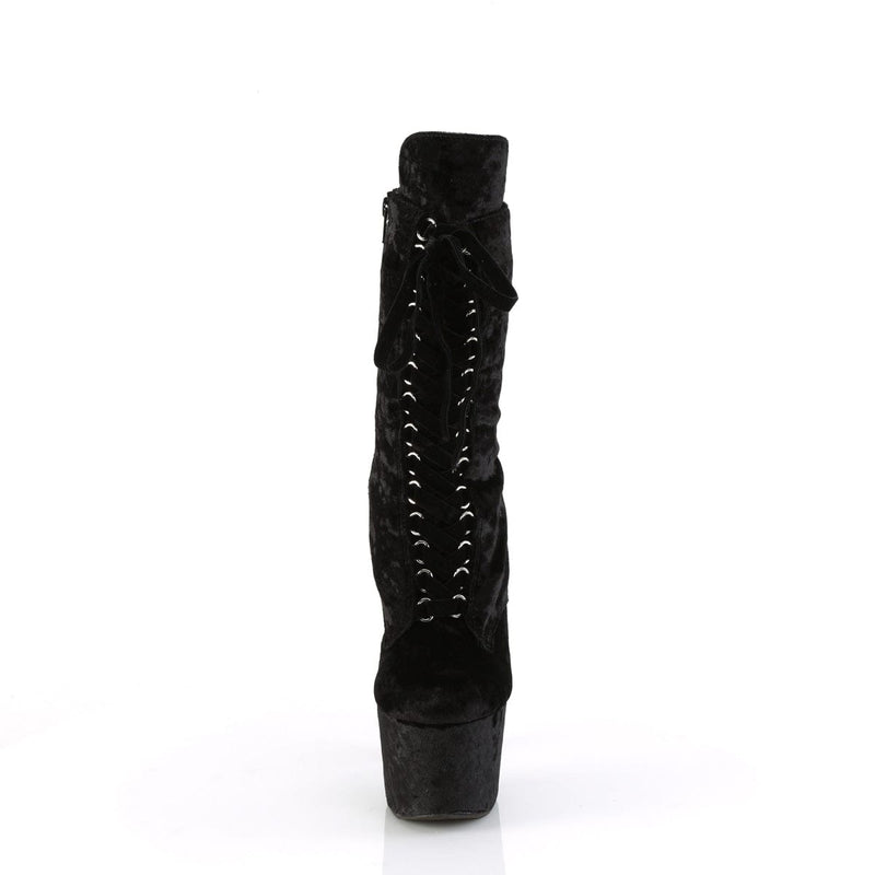 Pleaser ADORE-1045VEL Platform Ankle Boot (Black Velvet/Black Velvet)