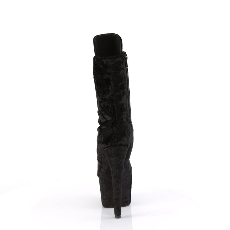 Pleaser ADORE-1045VEL Platform Ankle Boot (Black Velvet/Black Velvet)