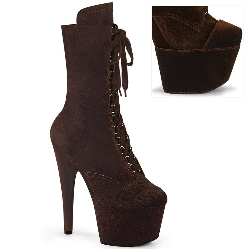 Pleaser ADORE-1045VEL Platform Ankle Boot (Brown Velvet/M)