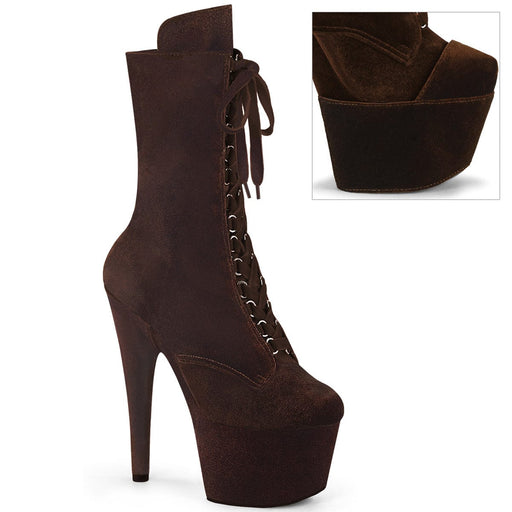 Pleaser ADORE-1045VEL Platform Ankle Boot (Brown Velvet/M)