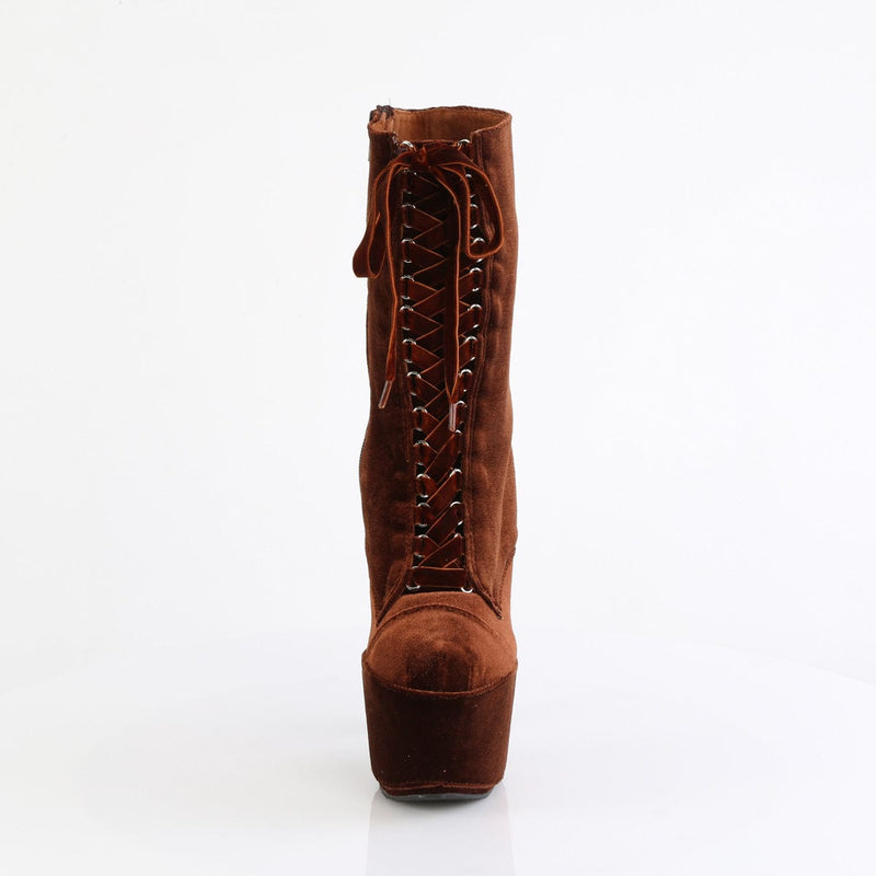 Pleaser ADORE-1045VEL Platform Ankle Boot (Brown Velvet/M)