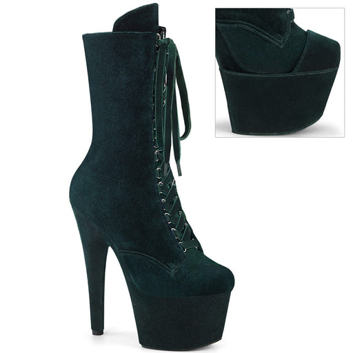 Pleaser ADORE-1045VEL Platform Ankle Boot (Emerald Green Velvet/Emerald Green Velvet)