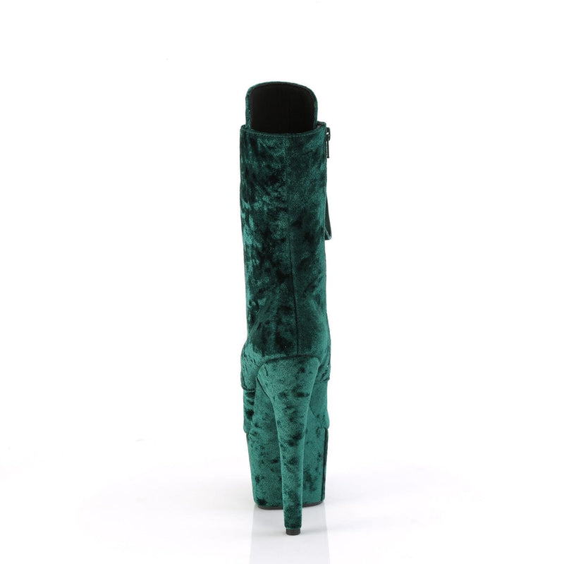 Pleaser ADORE-1045VEL Platform Ankle Boot (Emerald Green Velvet/Emerald Green Velvet)
