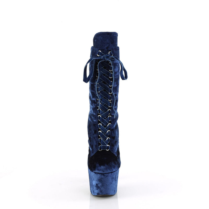 Pleaser ADORE-1045VEL Platform Ankle Boot (Navy Blue Velvet/Navy Blue Velvet)
