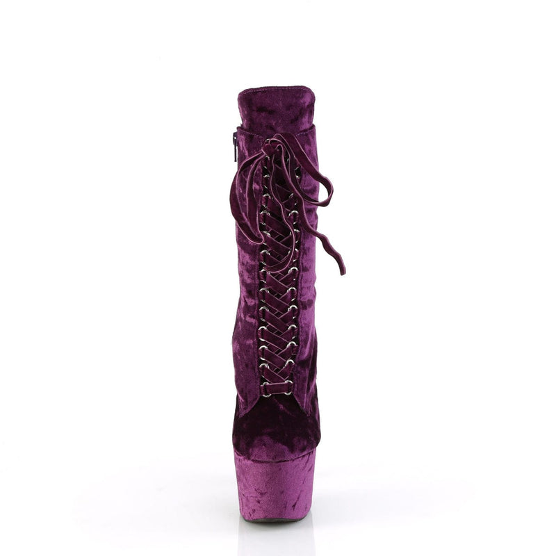 Pleaser ADORE-1045VEL Platform Ankle Boot (Purple Velvet/Purple Velvet)