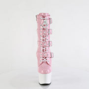 Pleaser ADORE-1046TT Platform Ankle Boot (Baby Pink Holo Patent/White)