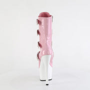 Pleaser ADORE-1046TT Platform Ankle Boot (Baby Pink Holo Patent/White)