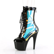 Pleaser ADORE-1047 Platform Ankle Boot (Black Patent-Holo/Black)