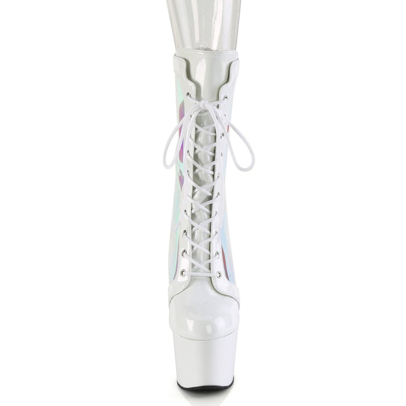 Pleaser ADORE-1047 Platform Ankle Boot (White Patent-Holo/White)