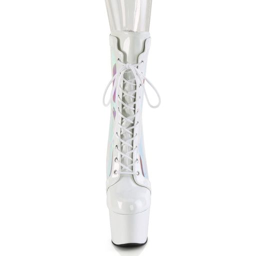 Pleaser ADORE-1047 Platform Ankle Boot (White Patent-Holo/White)