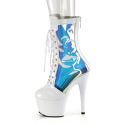 Pleaser ADORE-1047 Platform Ankle Boot (White Patent-Holo/White)
