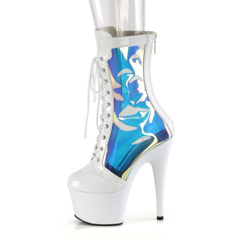 Pleaser ADORE-1047 Platform Ankle Boot (White Patent-Holo/White)
