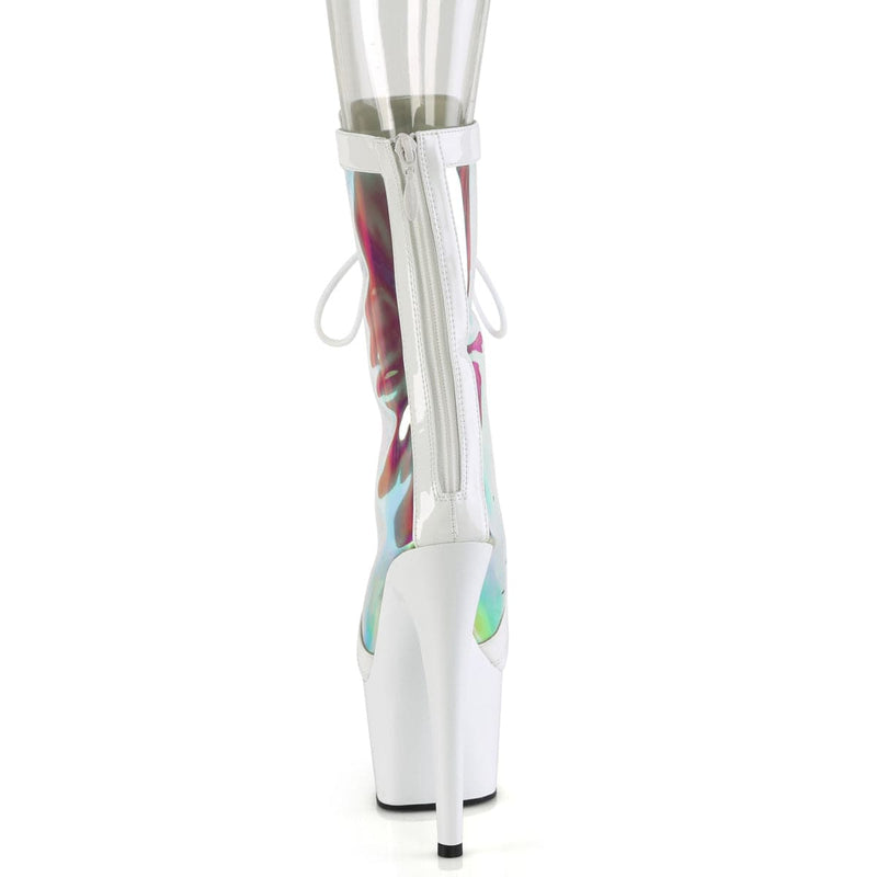 Pleaser ADORE-1047 Platform Ankle Boot (White Patent-Holo/White)