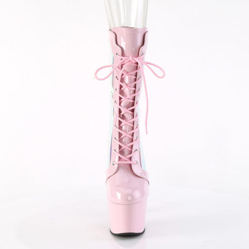 Pleaser ADORE-1047 Platform Mid-Calf Boot (Baby Pink Patent-Holo/Baby Pink)