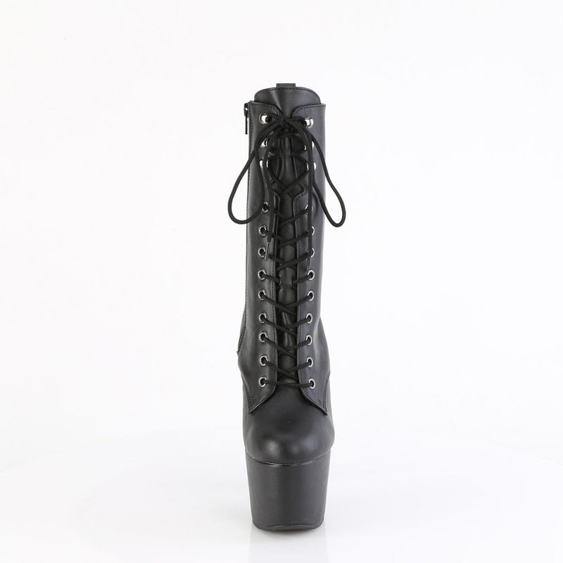 Pleaser ADORE-1049WR Platform Ankle Boot (Black Faux Le/Black Matte)