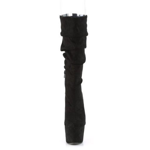 Pleaser ADORE-1061 Platform Mid-Calf Boot (Black Faux Suede/Black Faux Suede)