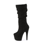 Pleaser ADORE-1061 Platform Mid-Calf Boot (Black Faux Suede/Black Faux Suede)