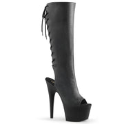 Pleaser ADORE-2018 Platform Knee High Boot (Black Faux Leather/Black Matte)