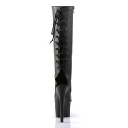 Pleaser ADORE-2018 Platform Knee High Boot (Black Faux Leather/Black Matte)