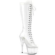 Pleaser ADORE-2021C Platform Knee High Boot (Clear/Clear)