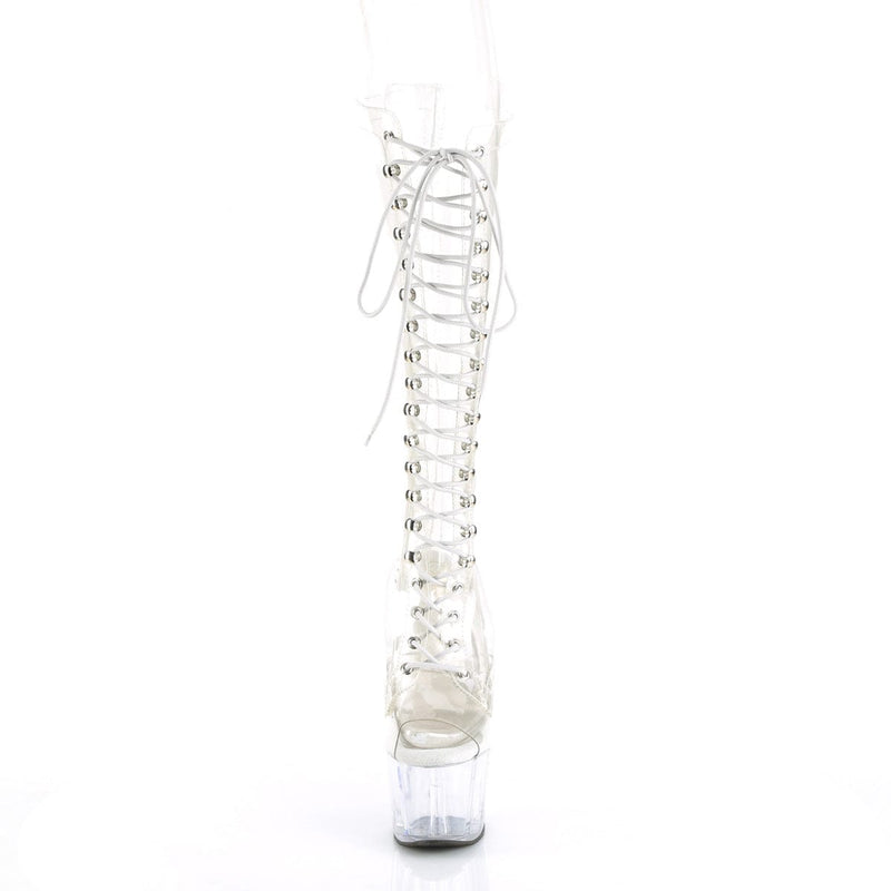 Pleaser ADORE-2021C Platform Knee High Boot (Clear/Clear)