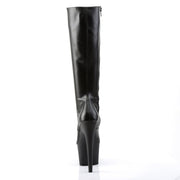 Pleaser ADORE-2023 Platform Knee High Boot (Black Stretch Faux Leather/Black Matte)