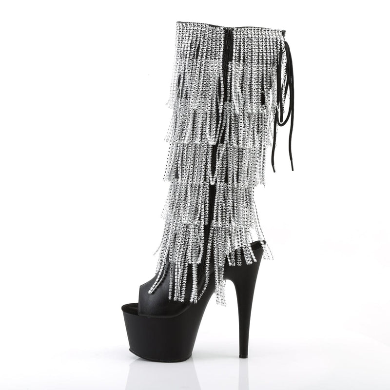 Pleaser ADORE-2024RSF Platform Knee High Boot (Black Stretch Faux Leather/Black Matte)