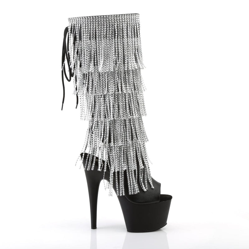 Pleaser ADORE-2024RSF Platform Knee High Boot (Black Stretch Faux Leather/Black Matte)