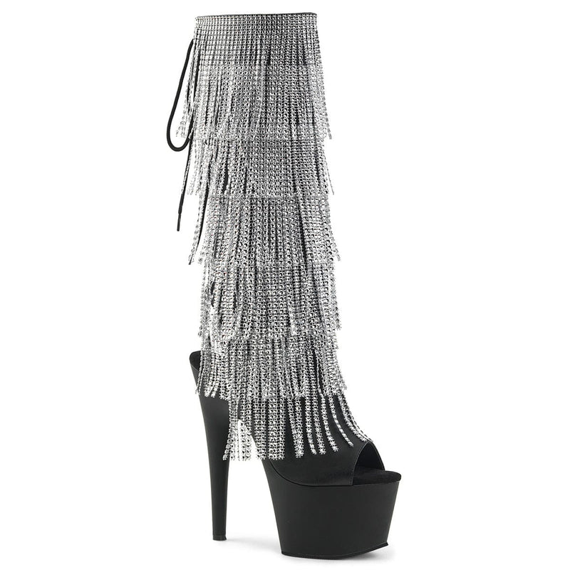 Pleaser ADORE-2024RSF Platform Knee High Boot (Black Stretch Faux Leather/Black Matte)