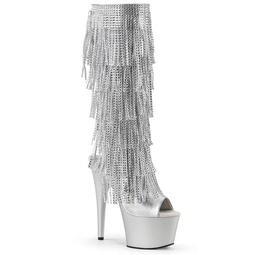 Pleaser ADORE-2024RSF Platform Knee High Boot (Silver Metallic Pu/Silver Matte)