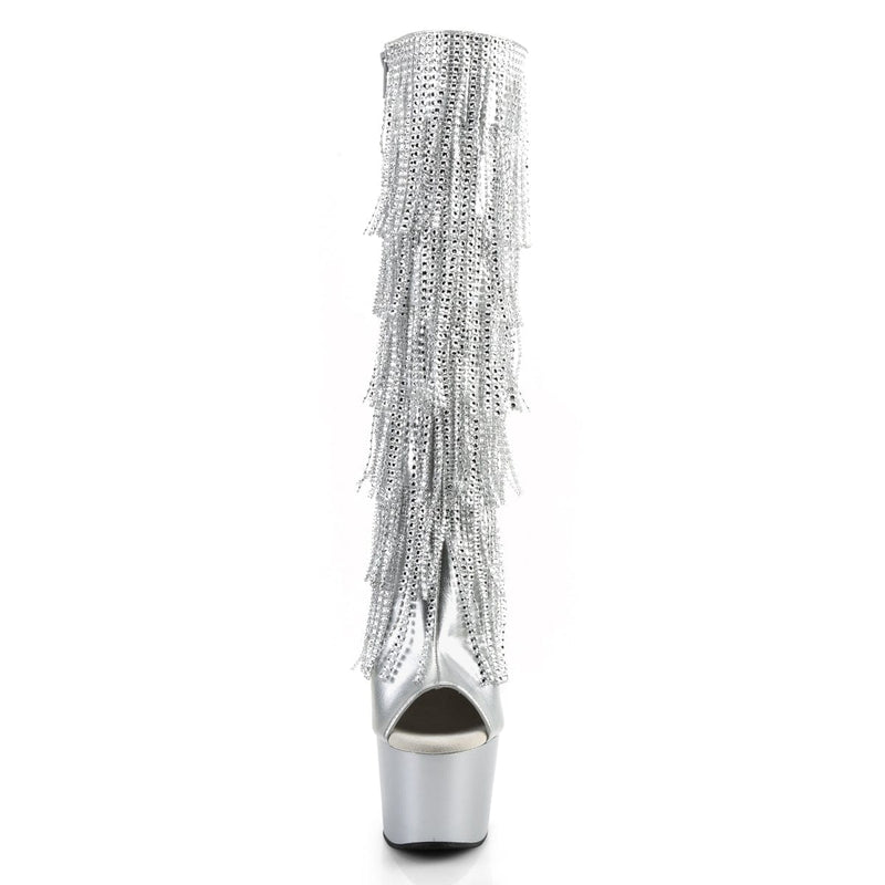 Pleaser ADORE-2024RSF Platform Knee High Boot (Silver Metallic Pu/Silver Matte)
