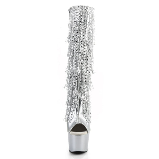 Pleaser ADORE-2024RSF Platform Knee High Boot (Silver Metallic Pu/Silver Matte)