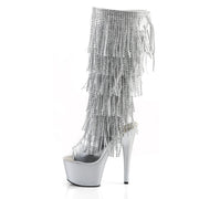 Pleaser ADORE-2024RSF Platform Knee High Boot (Silver Metallic Pu/Silver Matte)