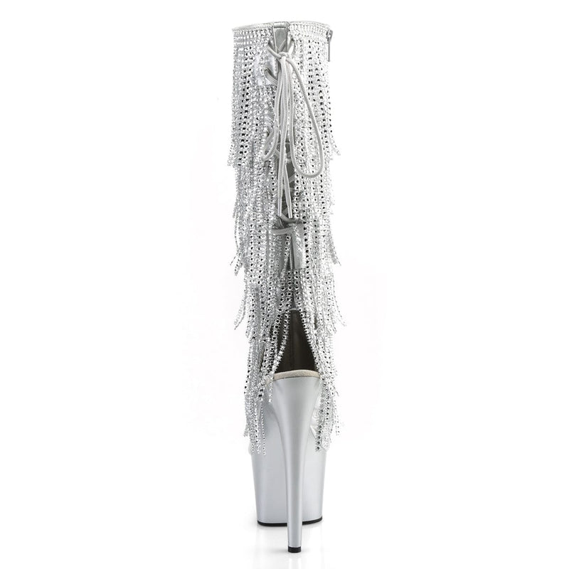 Pleaser ADORE-2024RSF Platform Knee High Boot (Silver Metallic Pu/Silver Matte)