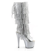 Pleaser ADORE-2024RSF Platform Knee High Boot (Silver Metallic Pu/Silver Matte)