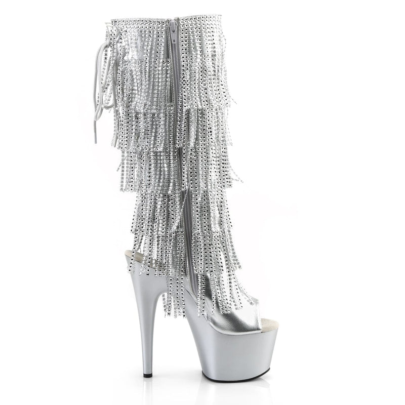 Pleaser ADORE-2024RSF Platform Knee High Boot (Silver Metallic Pu/Silver Matte)