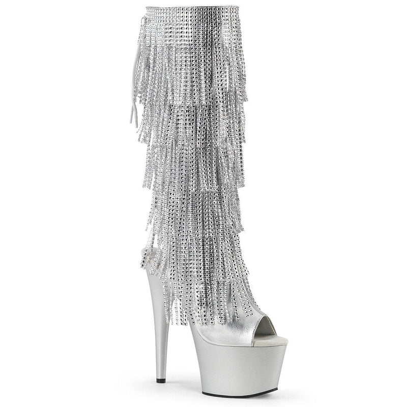 Pleaser ADORE-2024RSF Platform Knee High Boot (Silver Metallic Pu/Silver Matte)