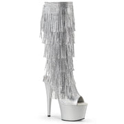 Pleaser ADORE-2024RSF Platform Knee High Boot (Silver Metallic Pu/Silver Matte)