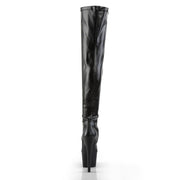 Pleaser ADORE-3000 Platform Thigh High Boot (Black Stretch Faux Leather/Black Matte)