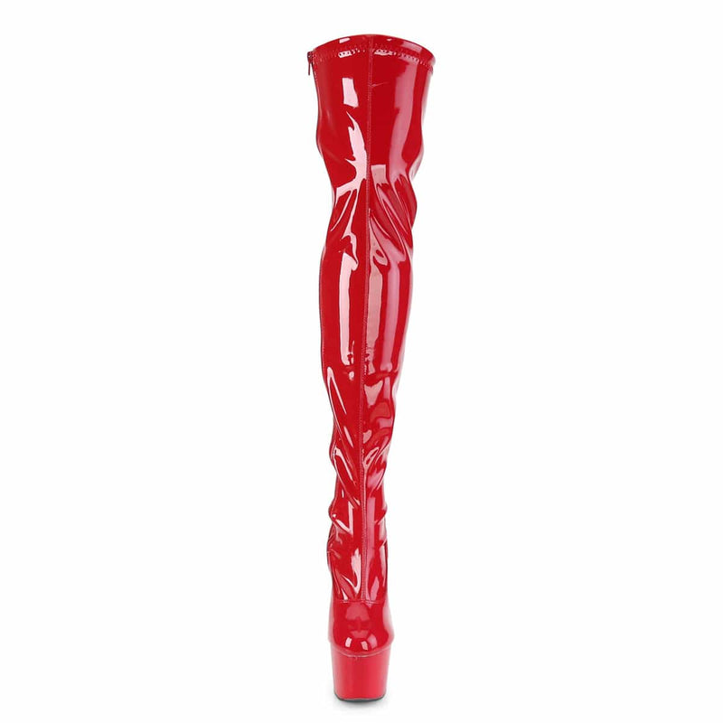 Pleaser ADORE-3000 Platform Thigh High Boot (Red Stretch Patent/Red)